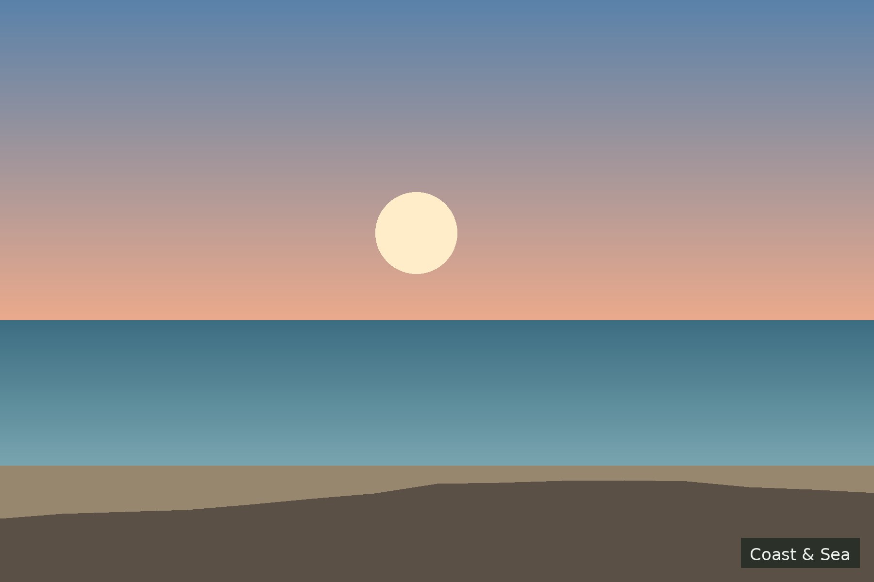 Warm sunrise colours over a flat sea horizon
