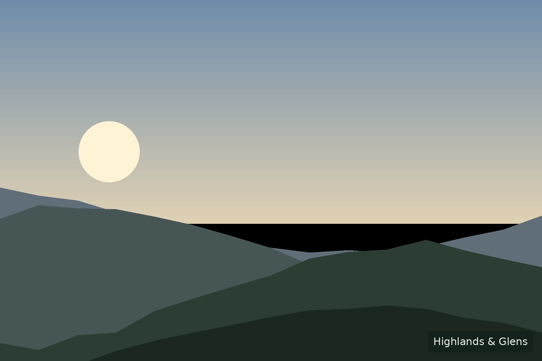 Cool blue-hour light over silhouetted Highland peaks